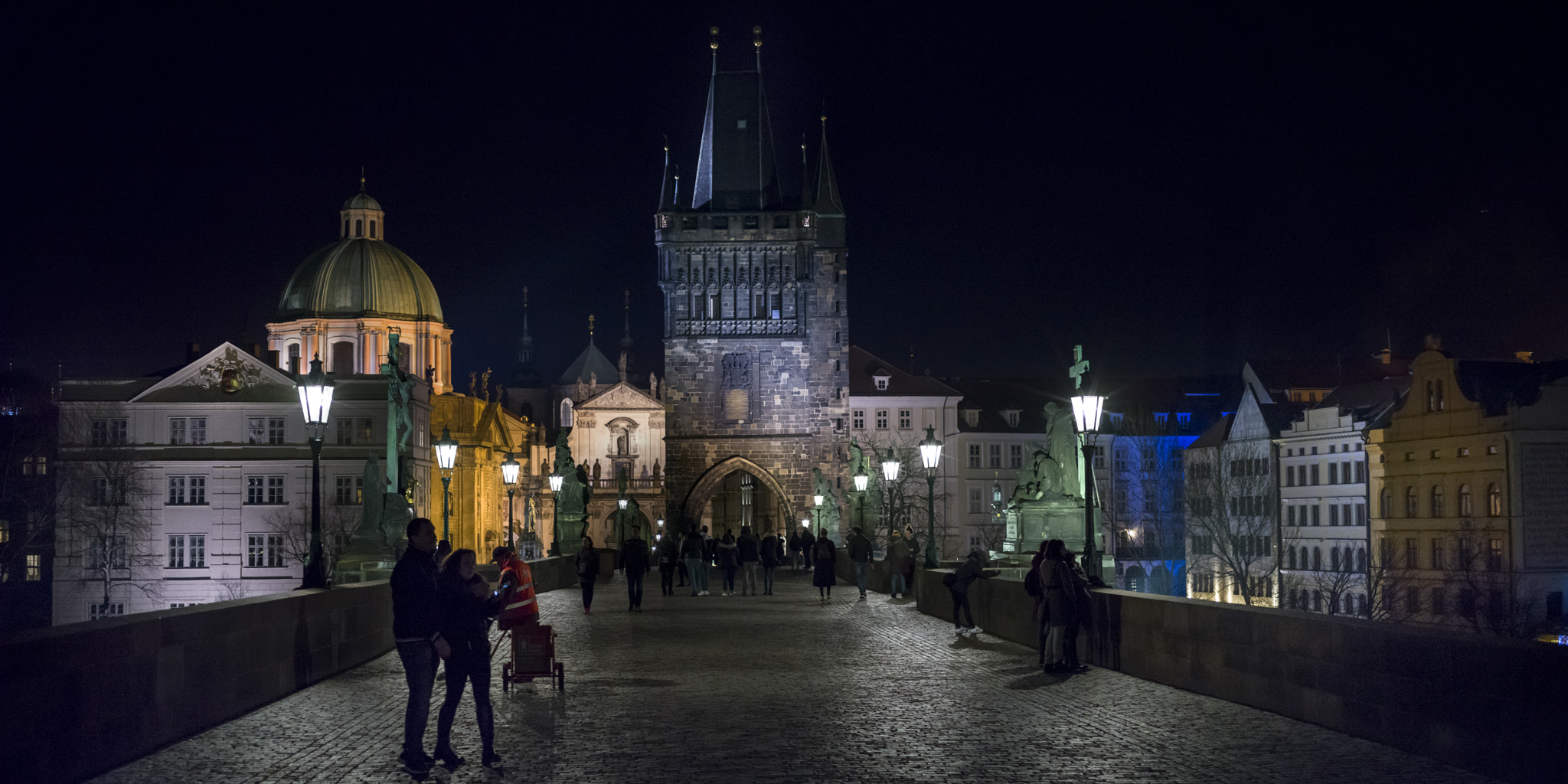 Hasselblad X1D-50c sample photo. People on charles bridge with buildings in background, old town, photography