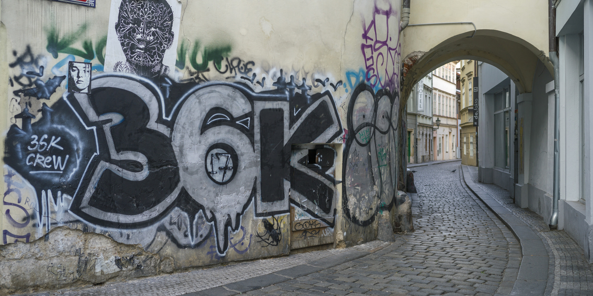 Hasselblad X1D-50c sample photo. Graffiti covered wall in town, prague, czech republic photography