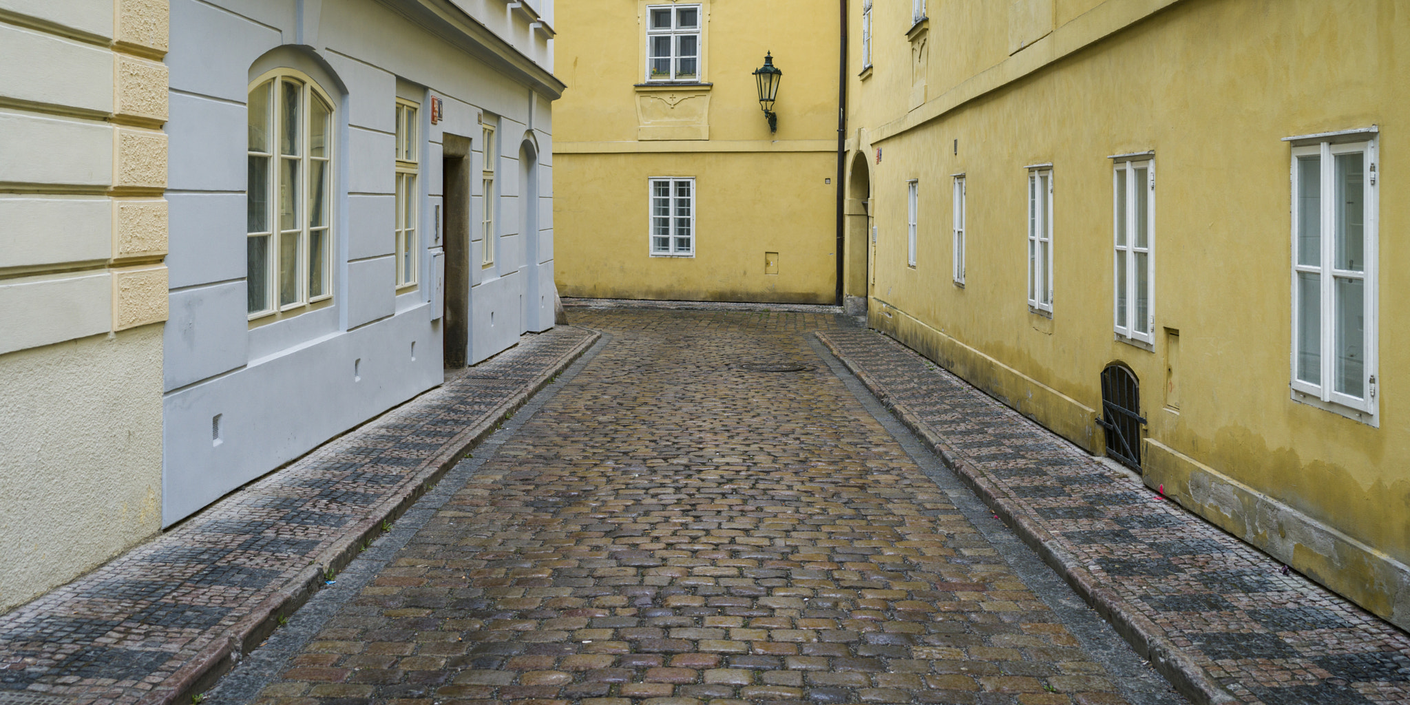 Hasselblad X1D-50c sample photo. Buildings along narrow alley, prague, czech republic photography