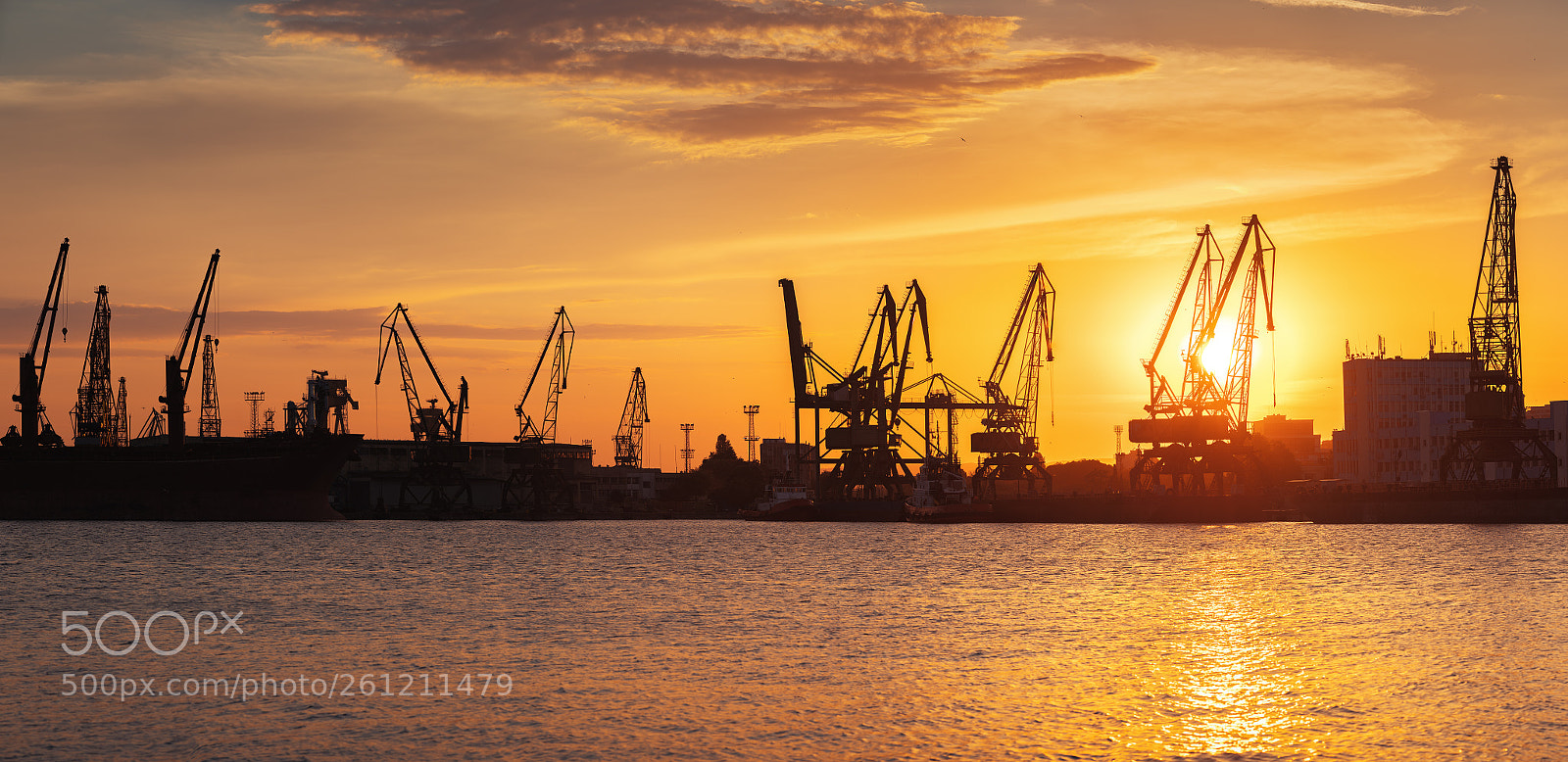 Sony a7R II sample photo. Sunset over sea port photography