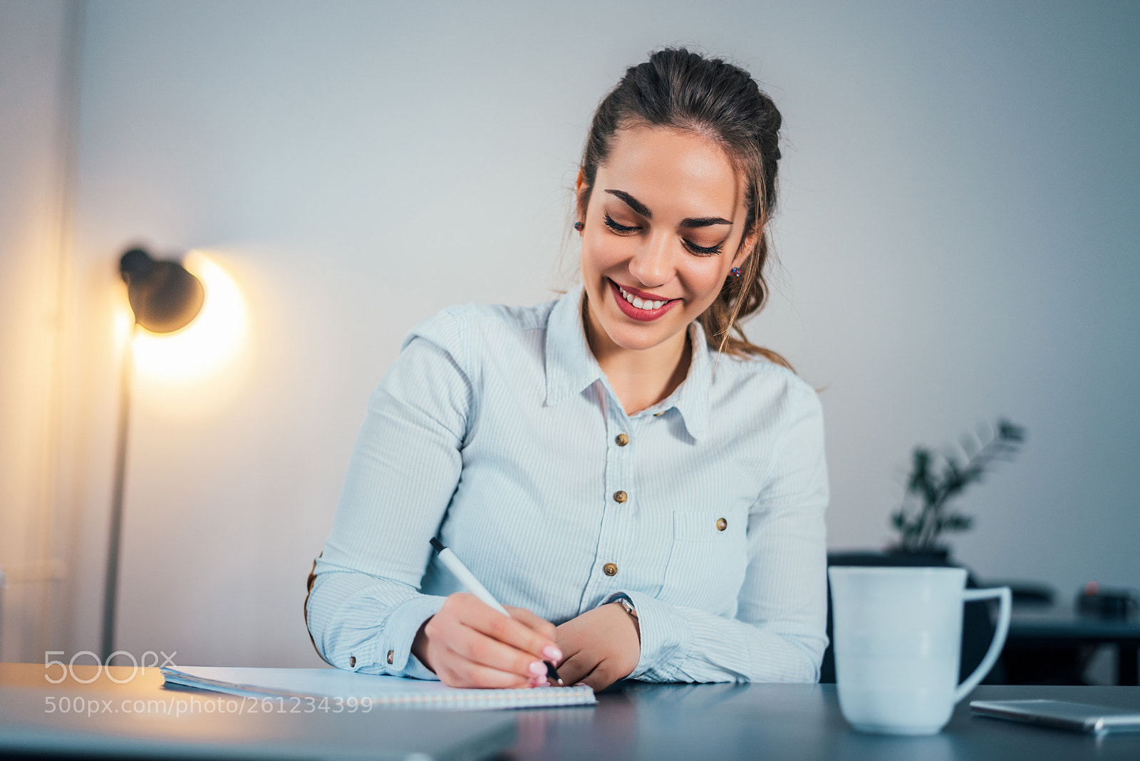 Nikon D610 sample photo. Young smiling woman writing photography