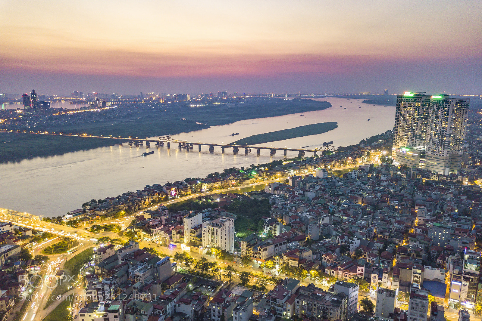 DJI FC220 sample photo. Hanoi sunset photography