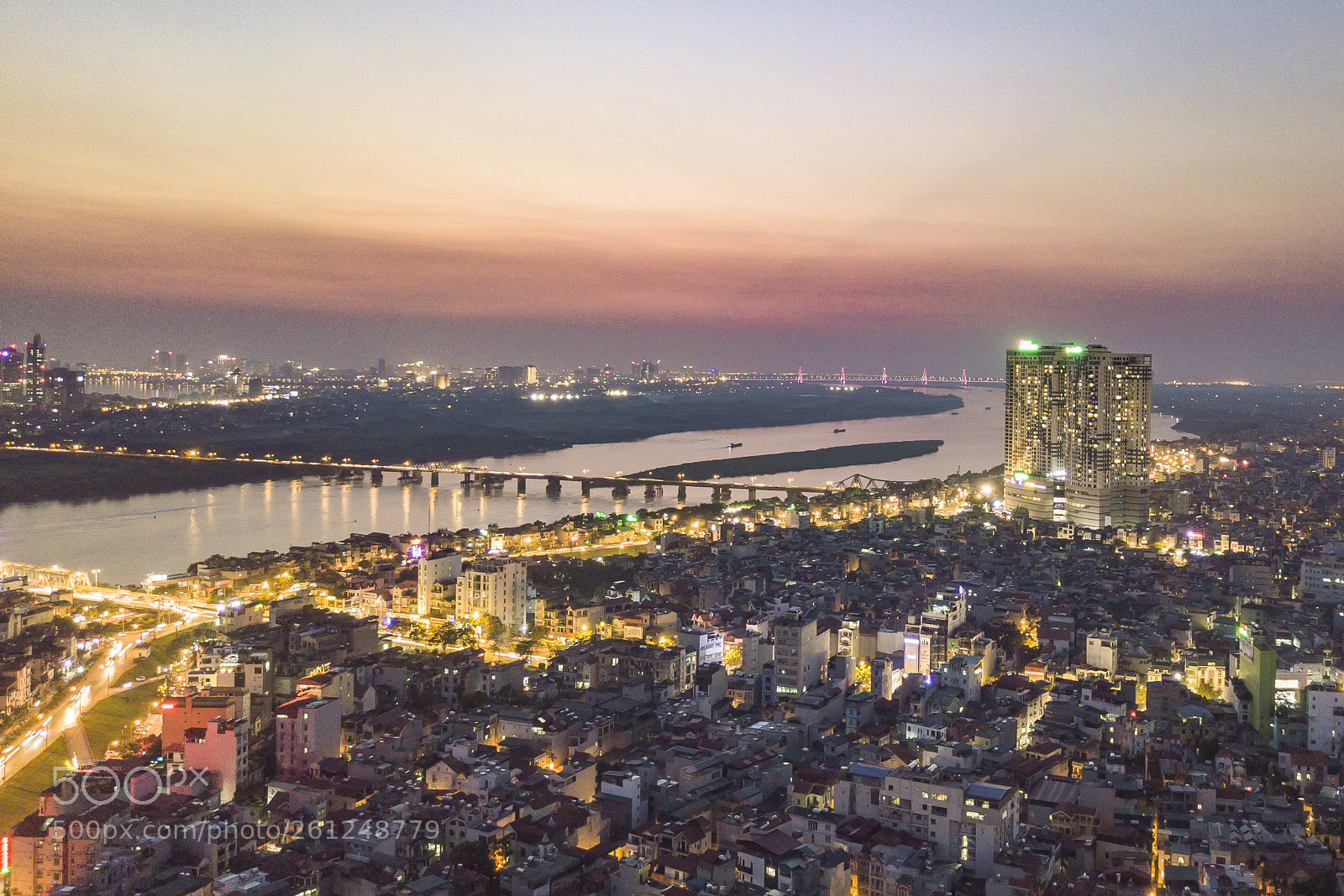 DJI FC220 sample photo. Hanoi sunset photography