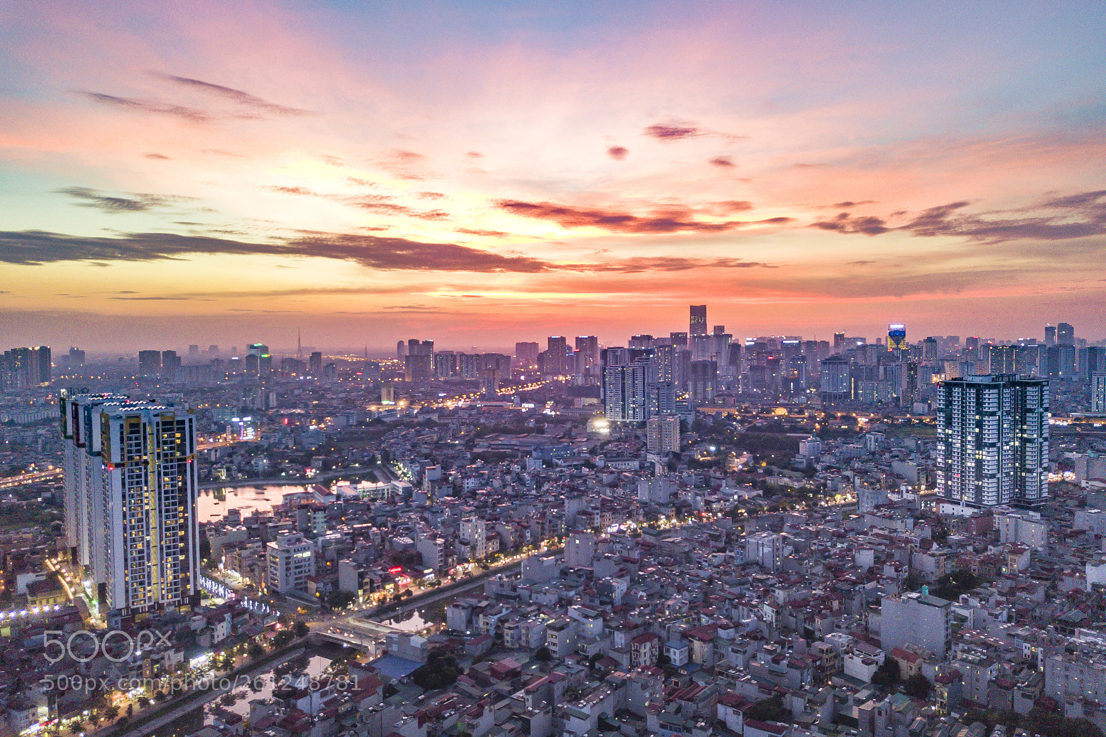 DJI FC220 sample photo. Hanoi sunset photography