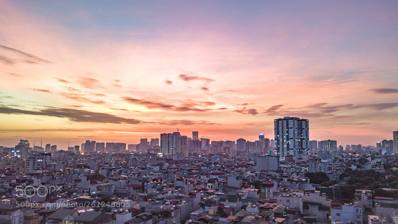 DJI FC220 sample photo. Hanoi sunset photography