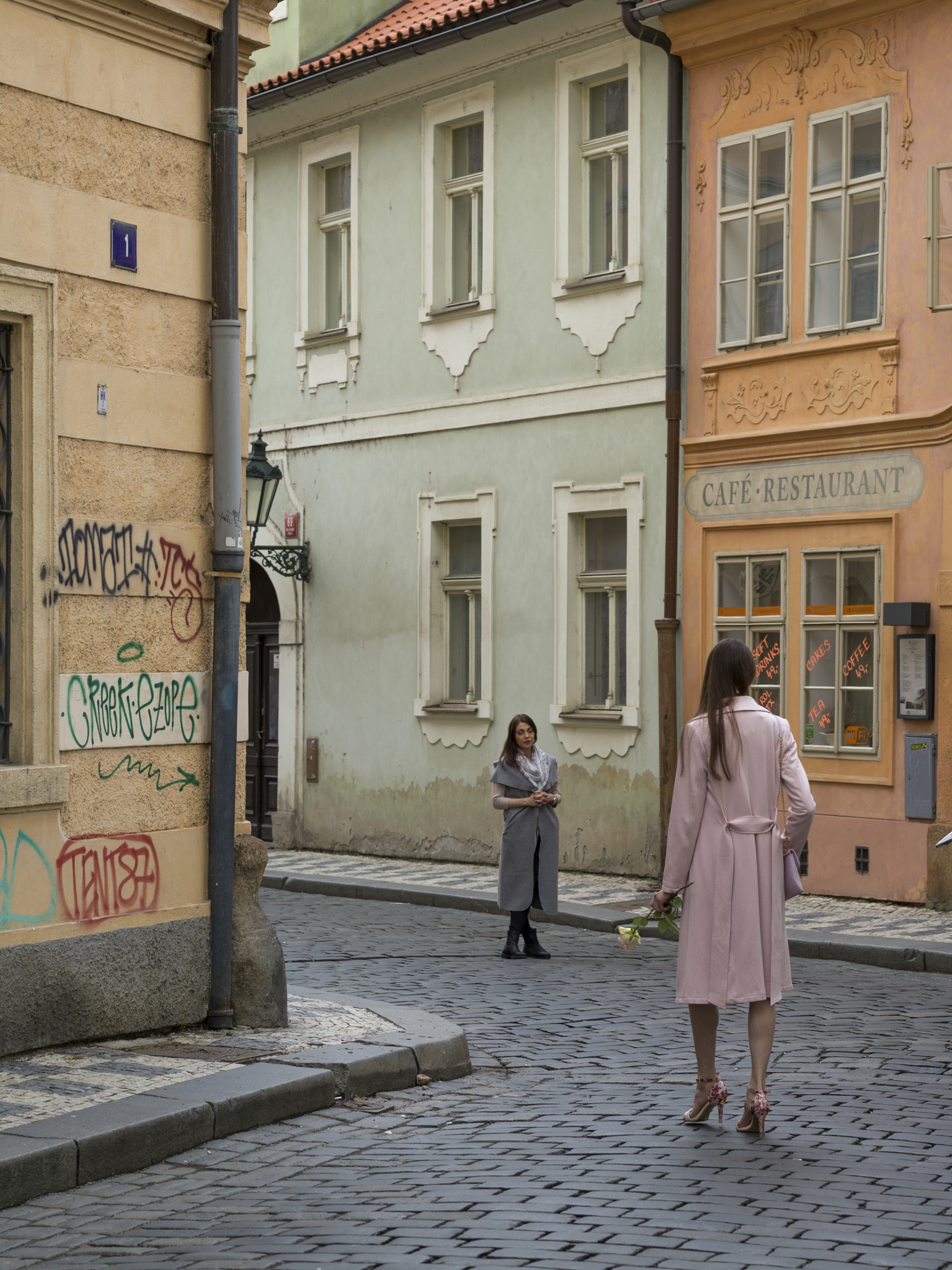Hasselblad X1D-50c sample photo. Two women standing on street, prague, czech republic photography