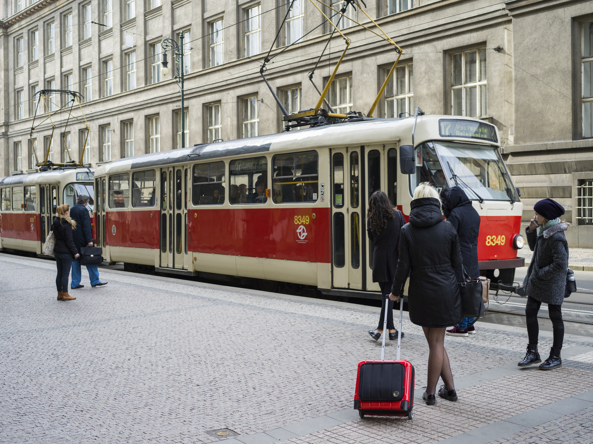 Hasselblad X1D-50c sample photo. Commuters waiting for tram, prague, czech republic photography