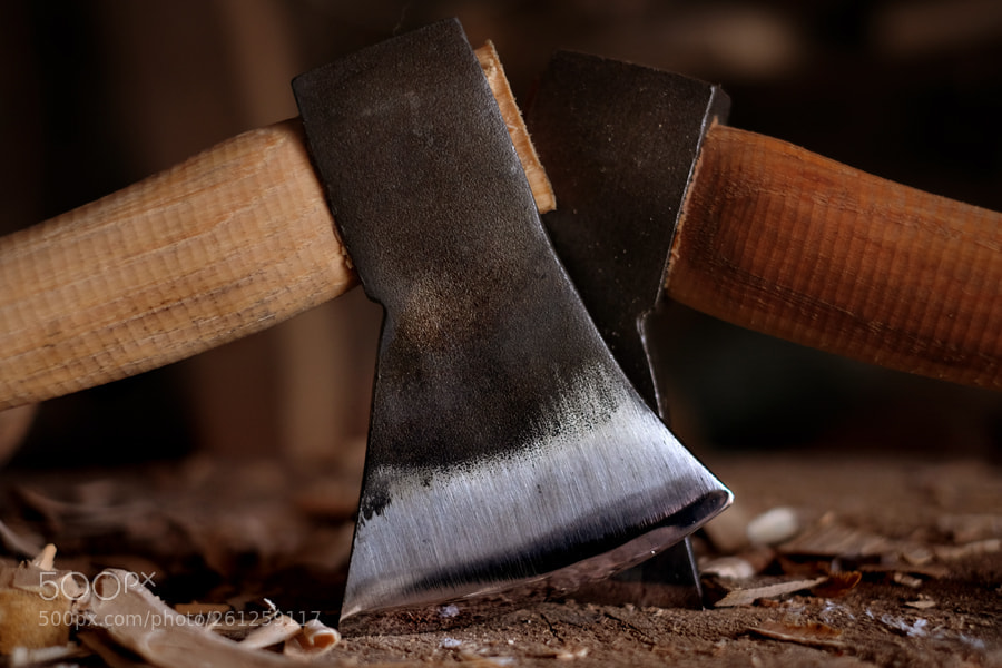 Fujifilm X-T1 sample photo. 'wood tools' axes #1 photography