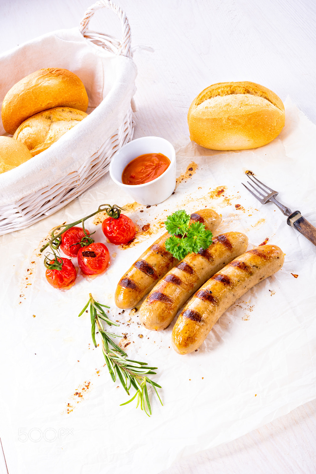 Nikon D810 sample photo. Delicious bratwurst with ketchup photography