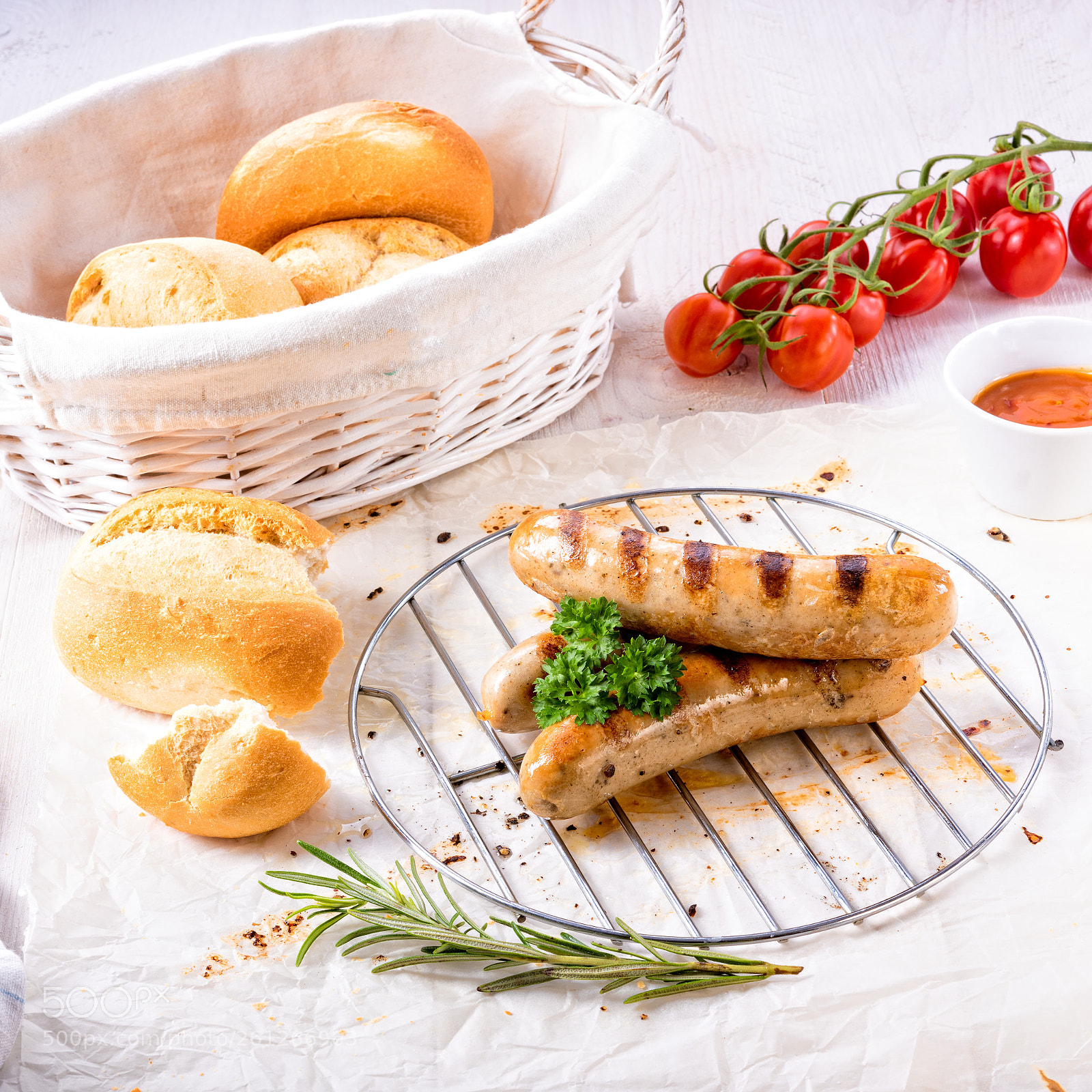 Nikon D810 sample photo. Delicious bratwurst with ketchup photography