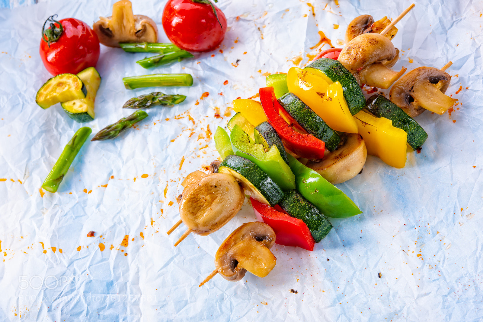 Nikon D810 sample photo. Vegetarian skewers white mushrooms photography