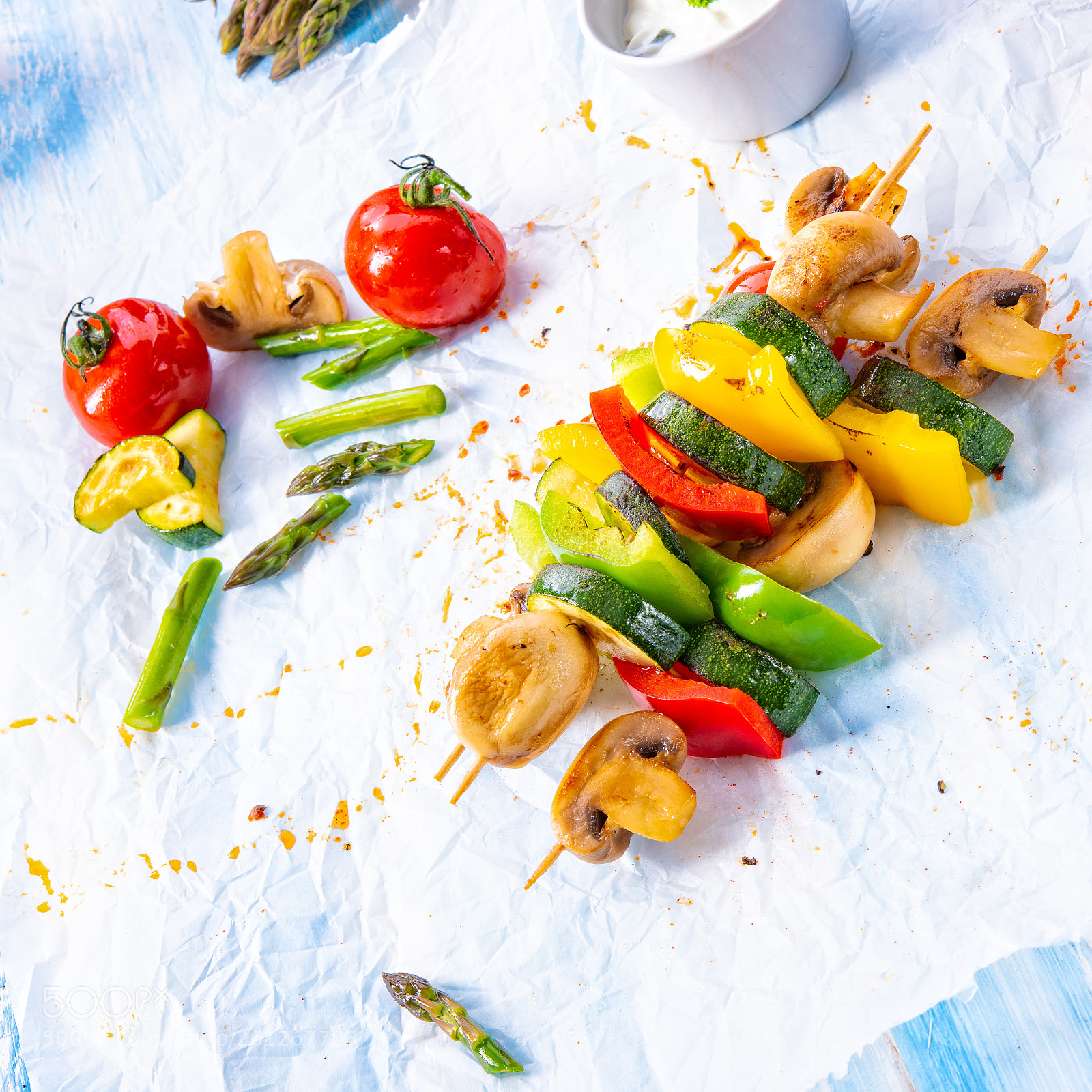 Nikon D810 sample photo. Vegetarian skewers white mushrooms photography