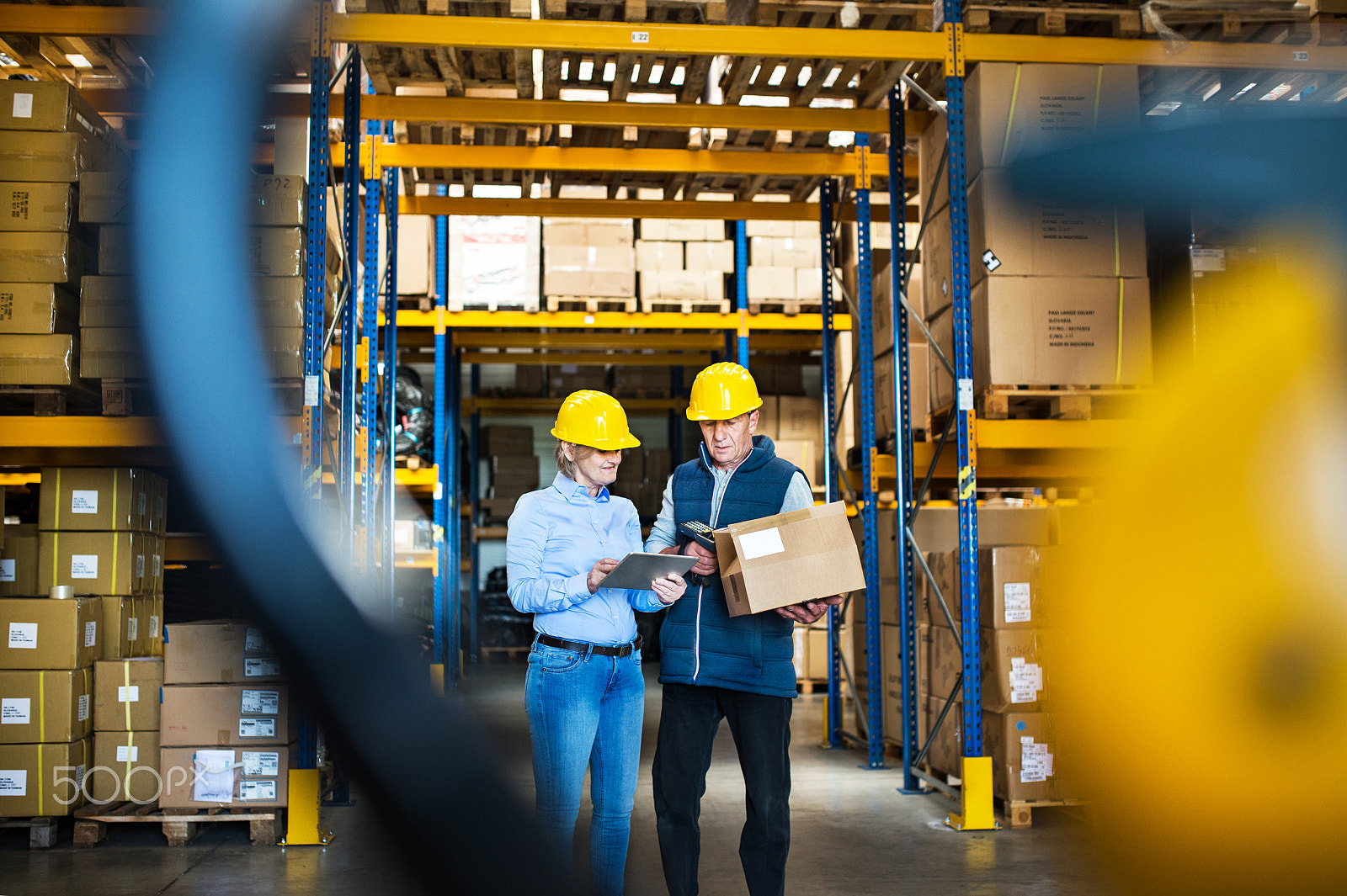 Nikon D4S sample photo. Senior managers or supervisors with tablet working in a warehouse, controlling stock. photography