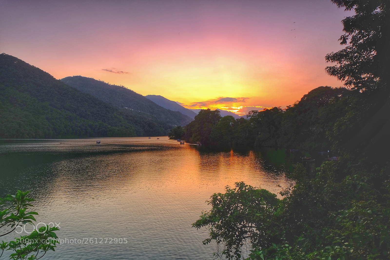 Fujifilm X-T1 sample photo. Sunset over phewa lake photography