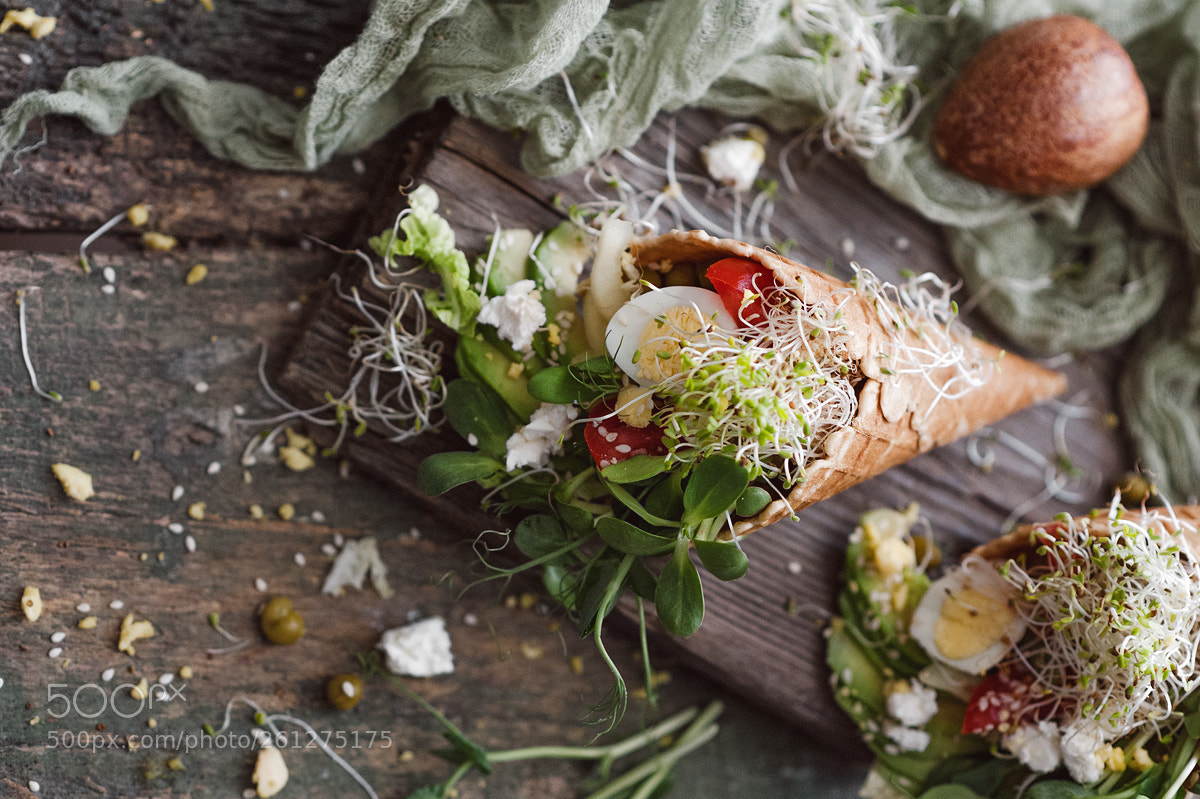 Nikon D700 sample photo. Salad in a waffle photography