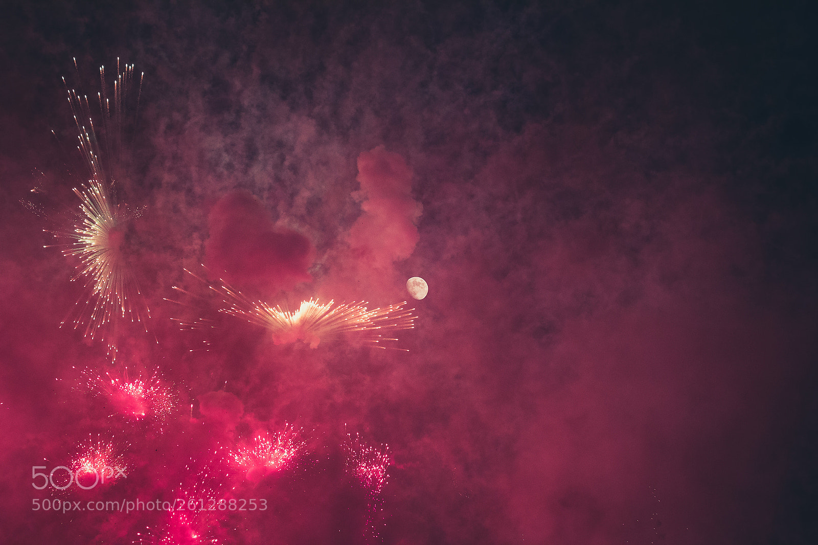 Canon EOS 60D sample photo. Moon and firework photography