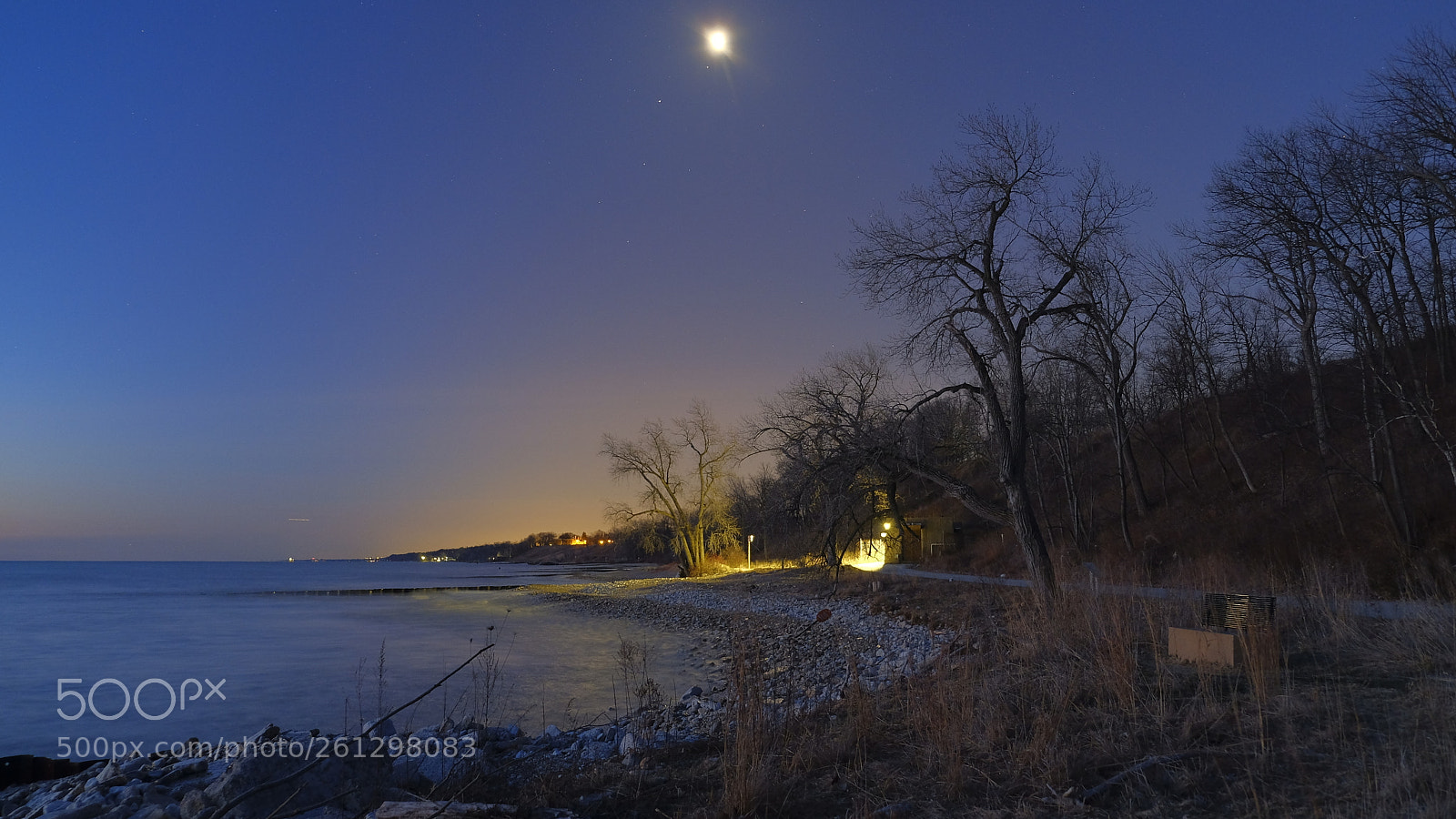 Fujifilm X-T2 sample photo. Moonlit lakefront photography