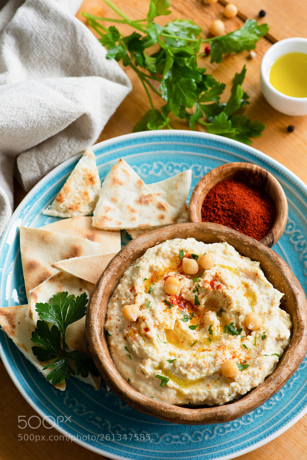 Nikon D810 sample photo. Homemade chickpea hummus, pita photography