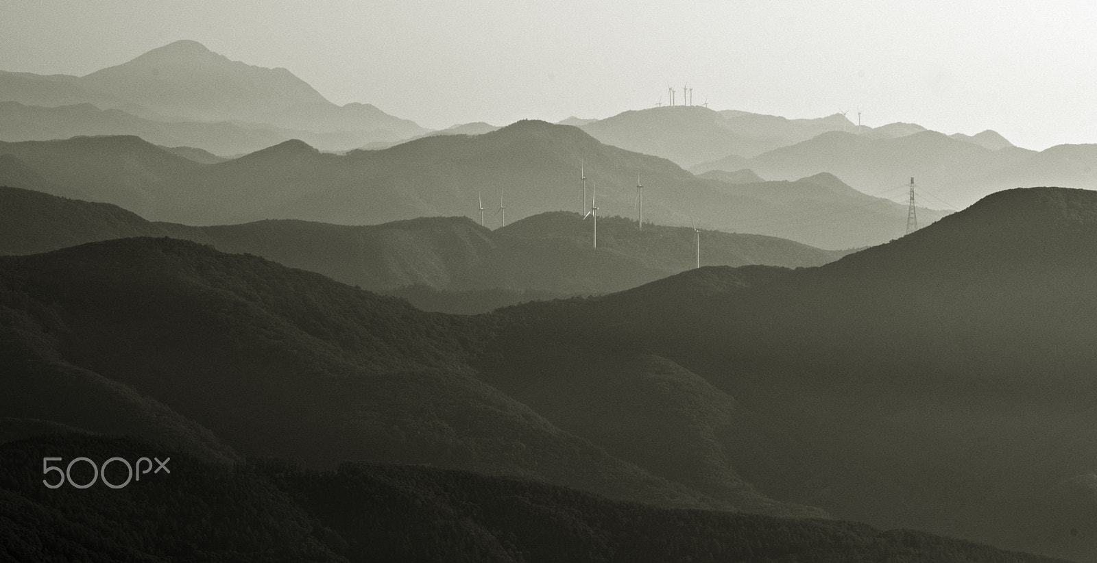 Nikon D810 + Nikon AF Nikkor 80-400mm F4.5-5.6D ED VR sample photo. Wind generator(b/w) photography