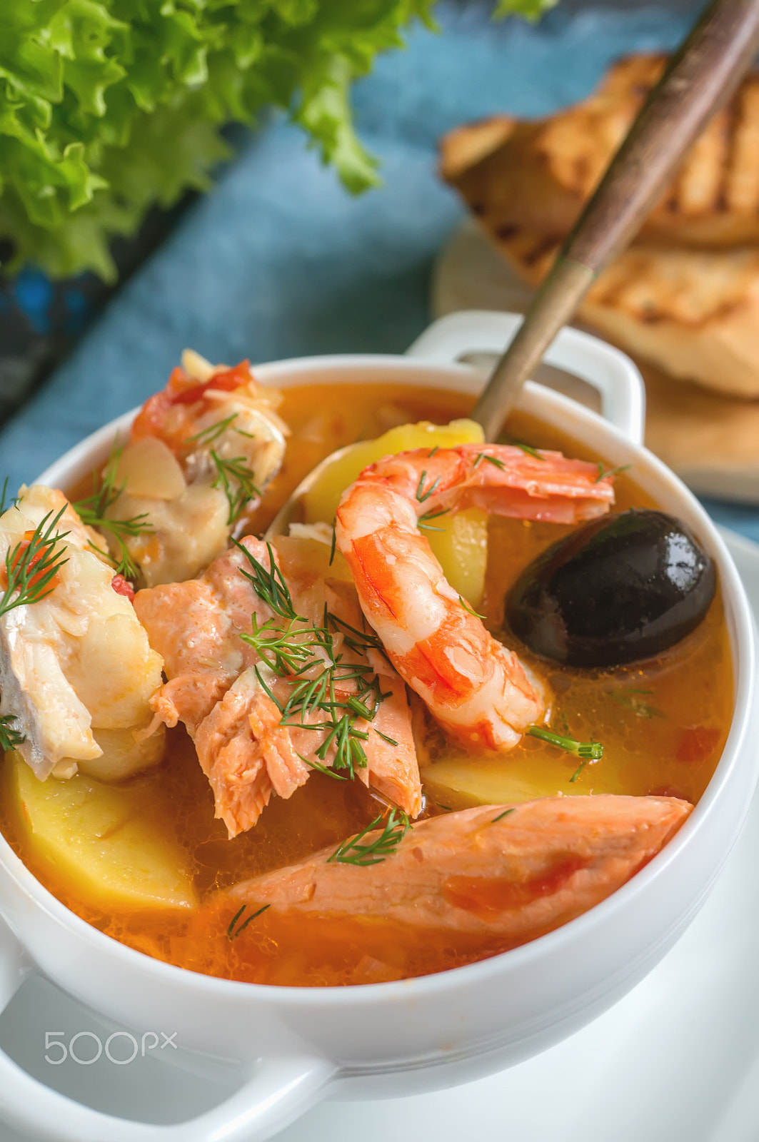 Sony Alpha NEX-6 sample photo. French fish soup bouillabaisse with seafood, salmon fillet, shrimp, rich taste, delicious dinner... photography