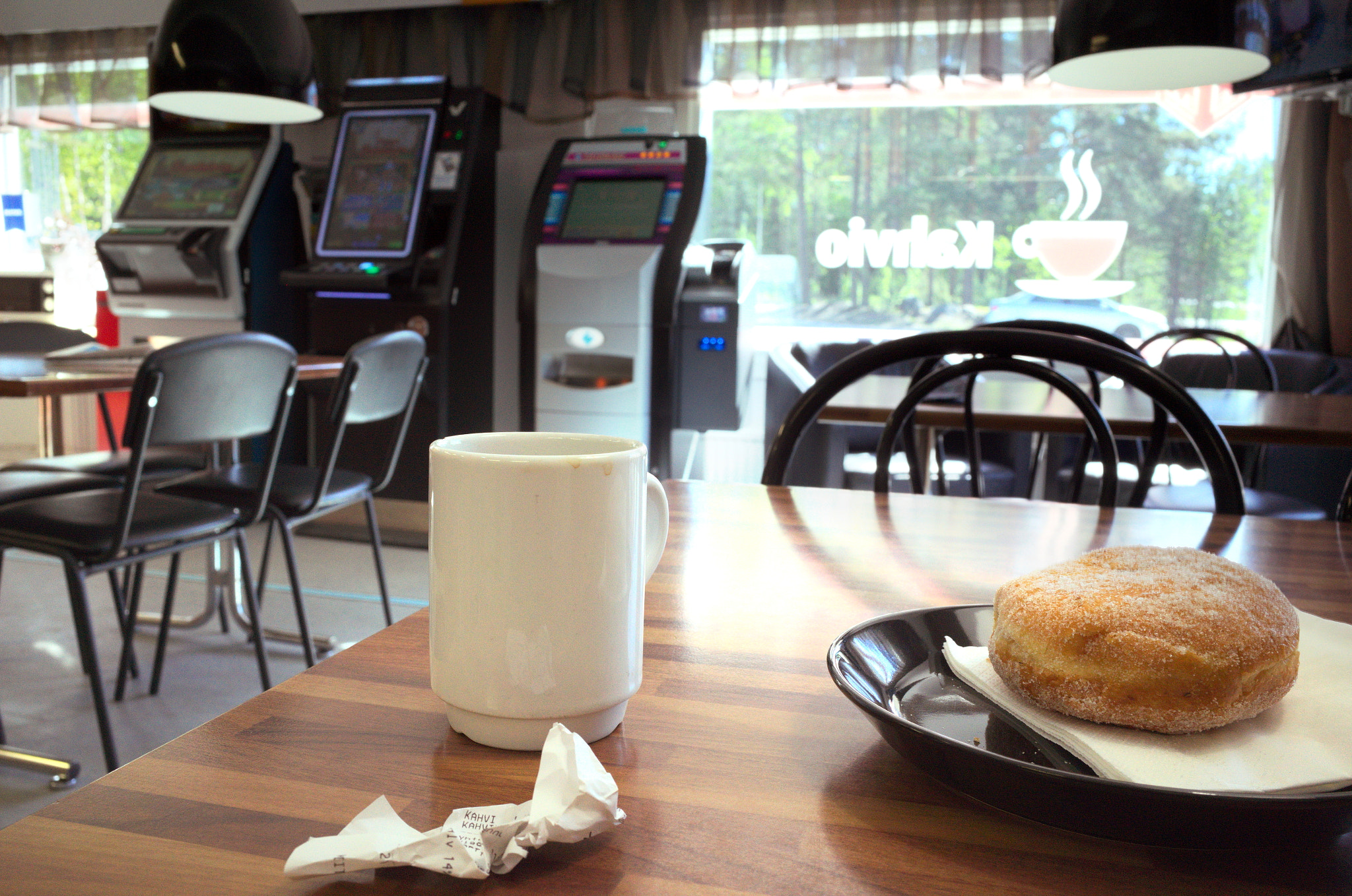 Ricoh GR II sample photo. Coffee and jelly doughnut photography