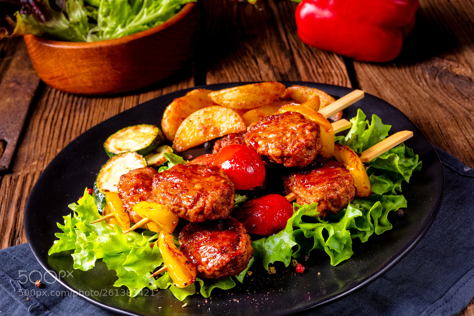 Nikon D810 sample photo. Rustic meatballs skewers of photography