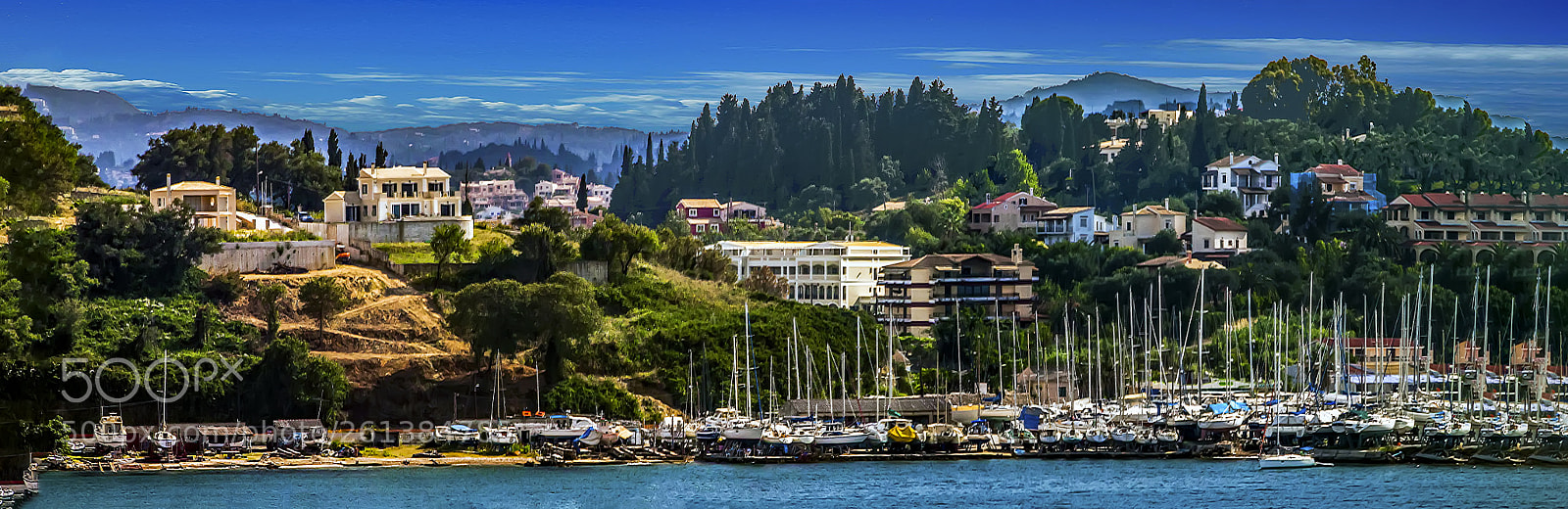Canon EOS 50D sample photo. Corfu coastline and marina photography