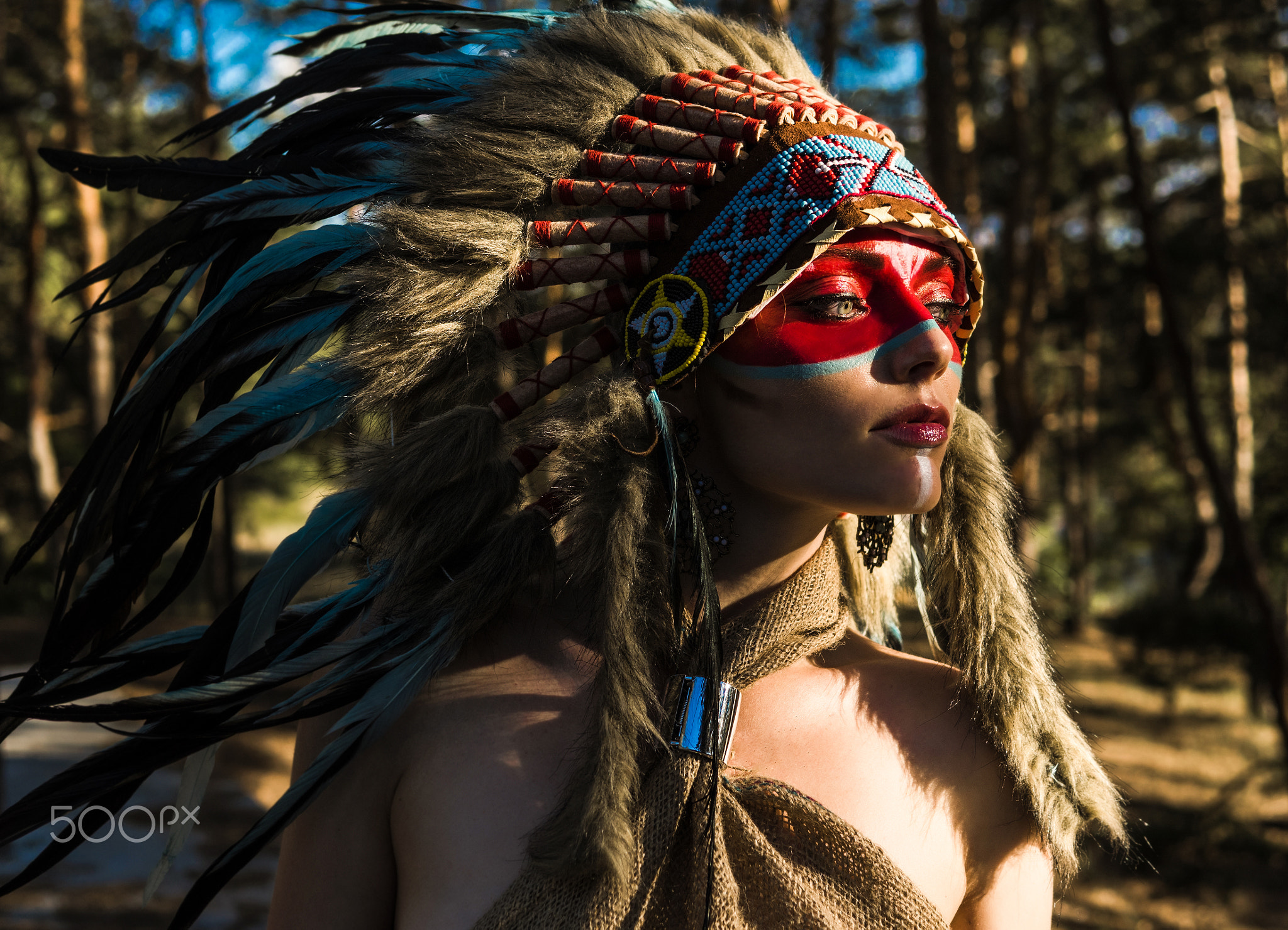 Close up portrait of a Beautiful woman in national