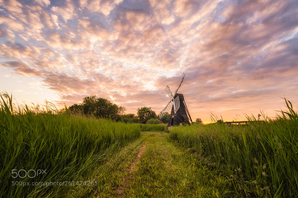 Sony a7R II sample photo. Wicken wind-pump at sunset photography