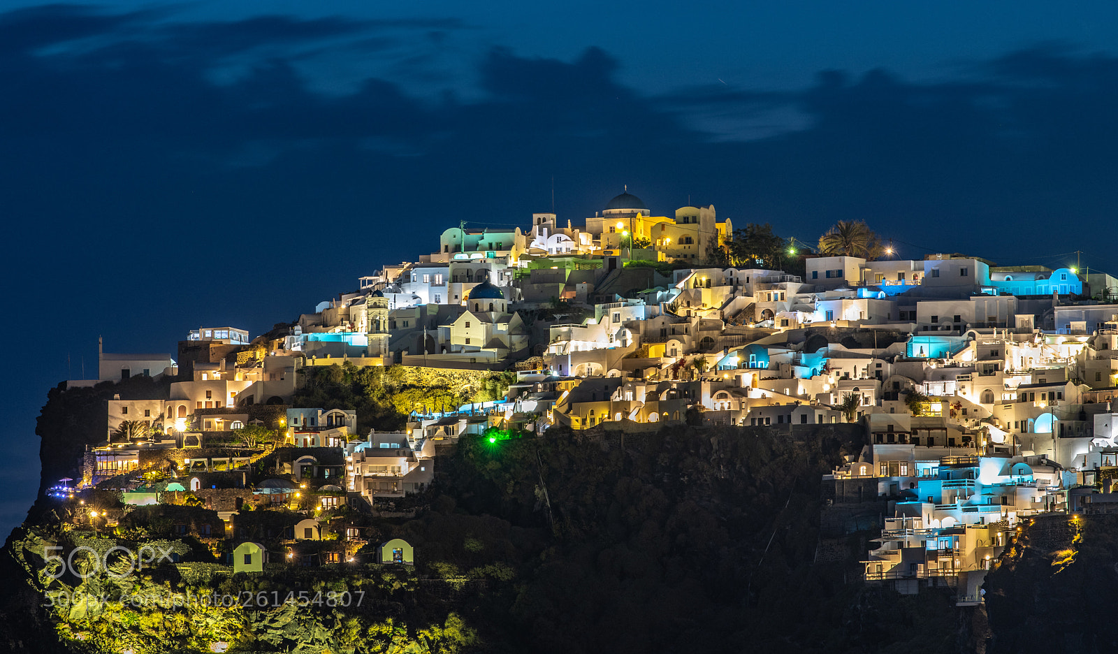 Nikon D850 sample photo. Oia town at night photography