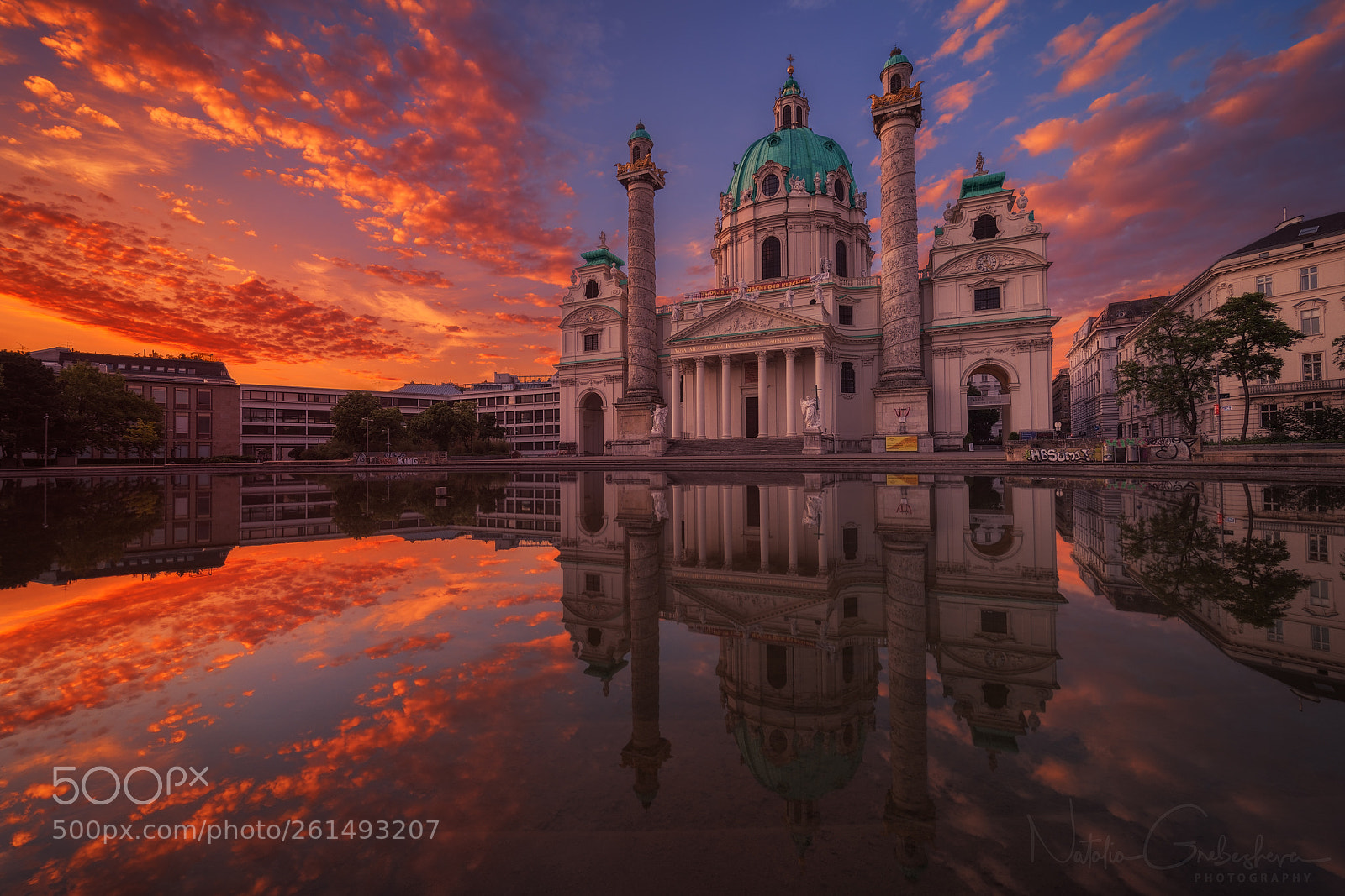 Sony a7R II sample photo. Sunrise at karlskirche photography