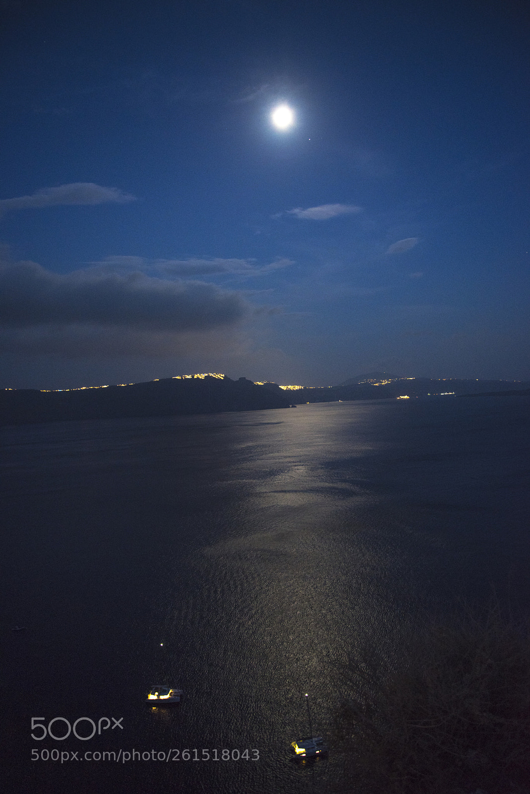 Nikon D750 sample photo. Moonlight over santorini photography
