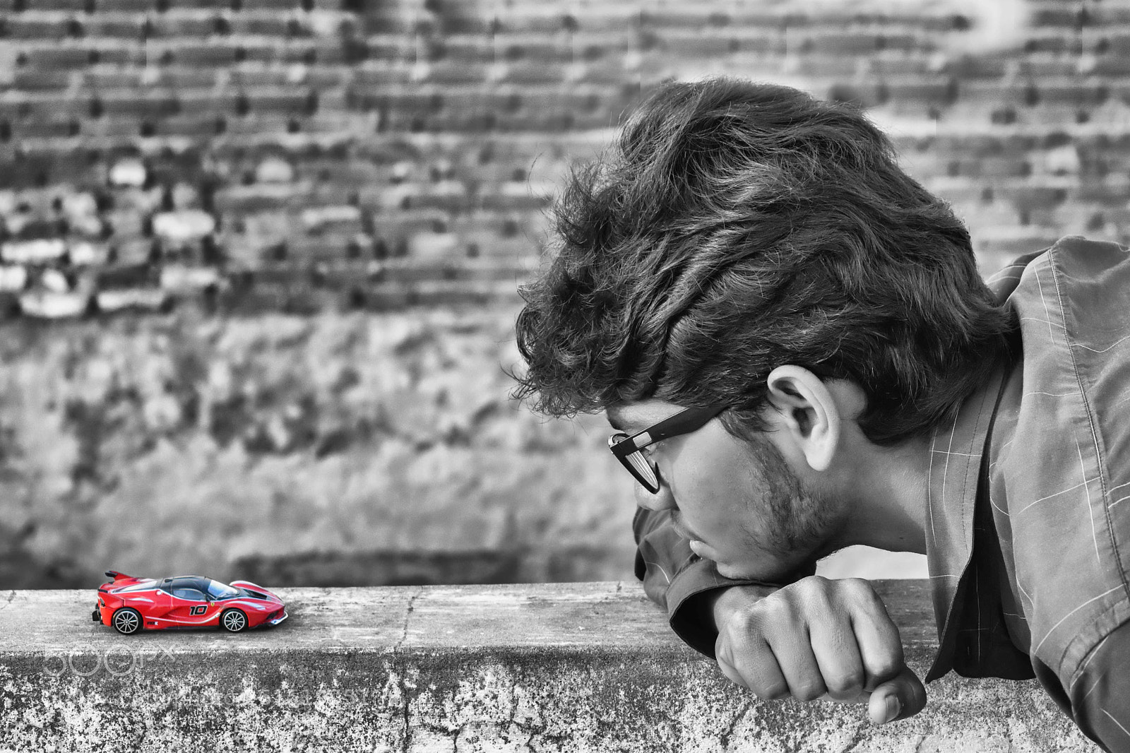Nikon D3400 sample photo. Boy dreaming ferrari car photography