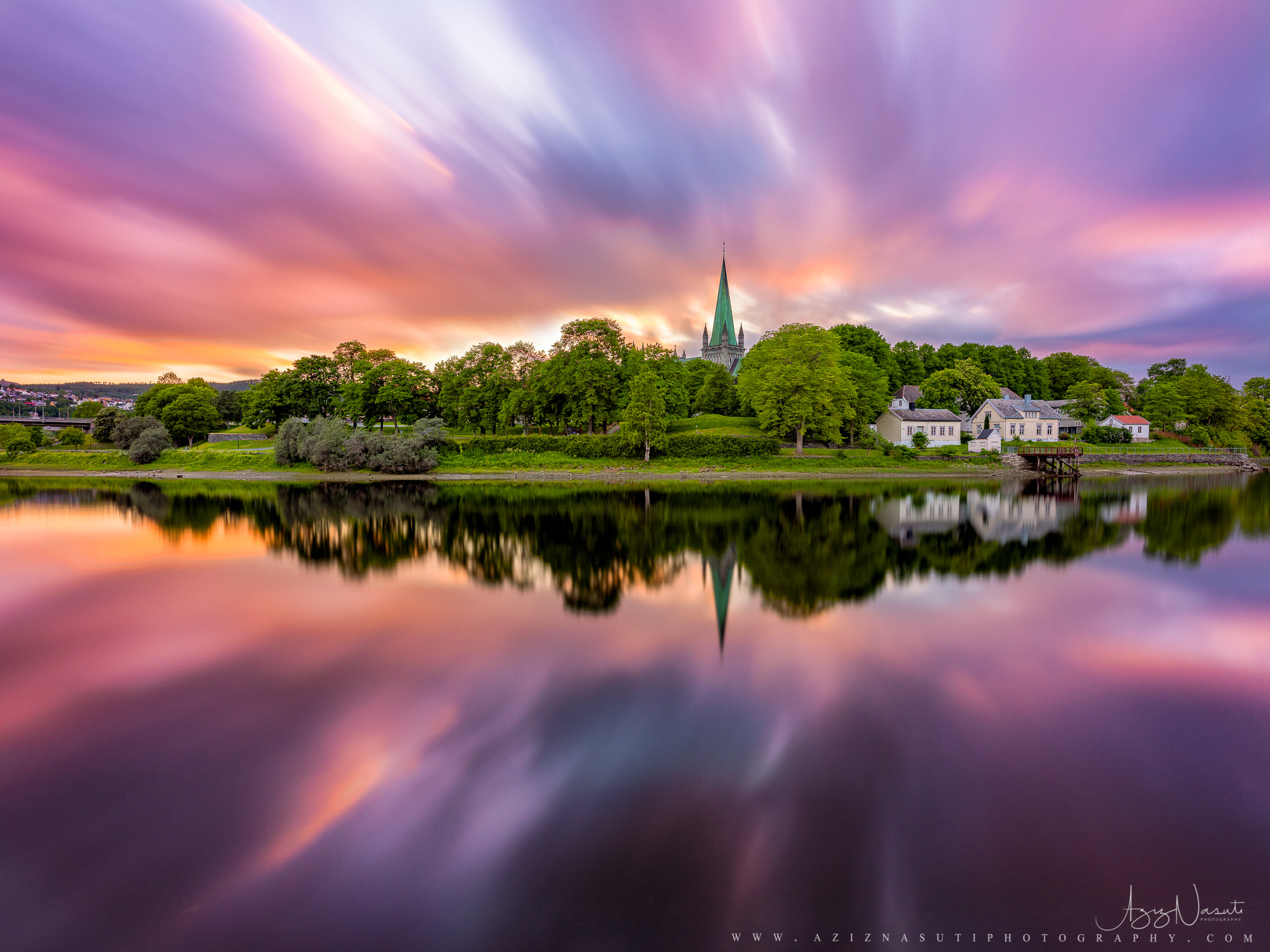 Fujifilm GFX 50S sample photo. Lovely summer sunset over nidaros cathedral and nidelva river! photography