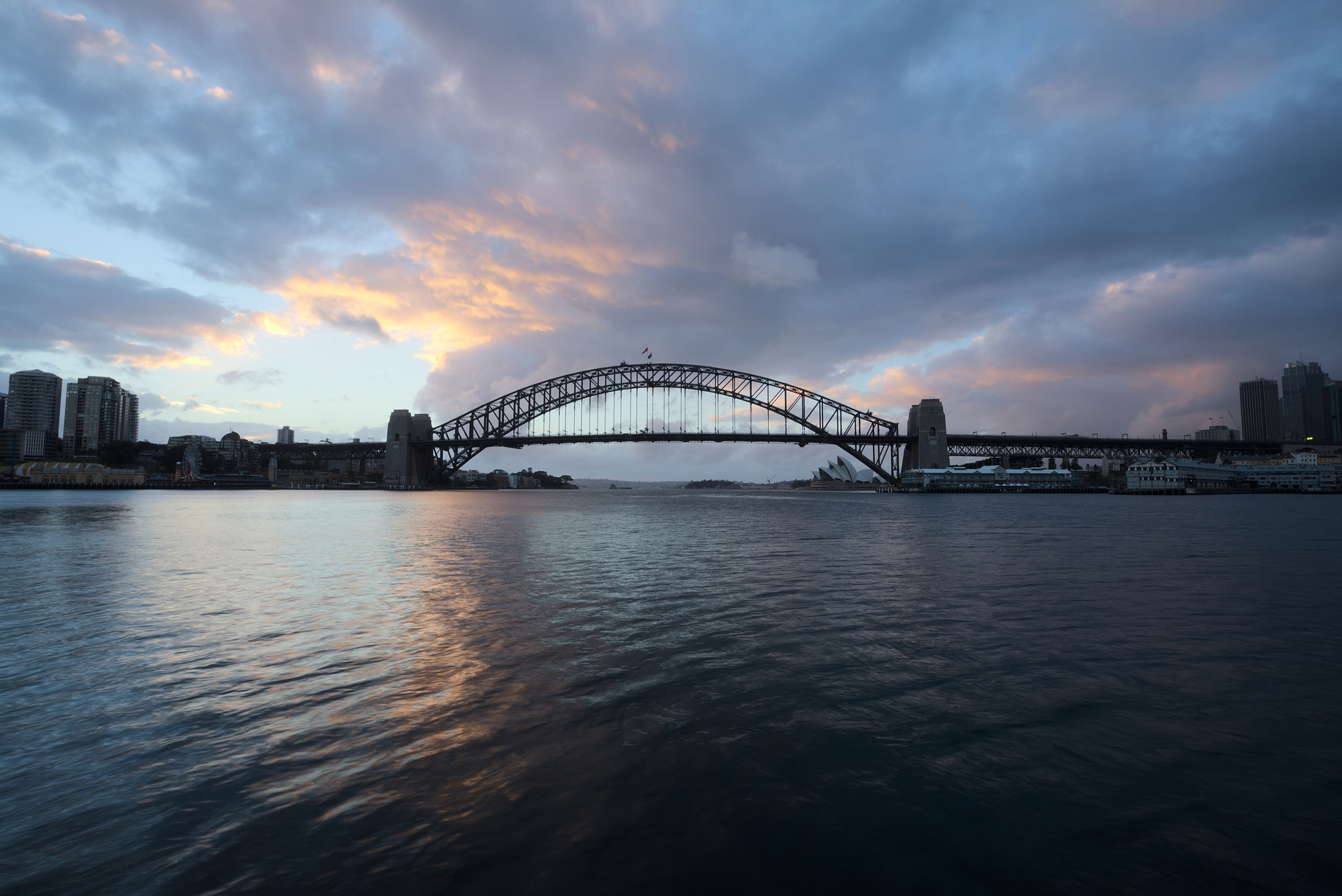 Canon EF 16-35mm F4L IS USM sample photo. Clouded sunrise of the harbour bridge photography