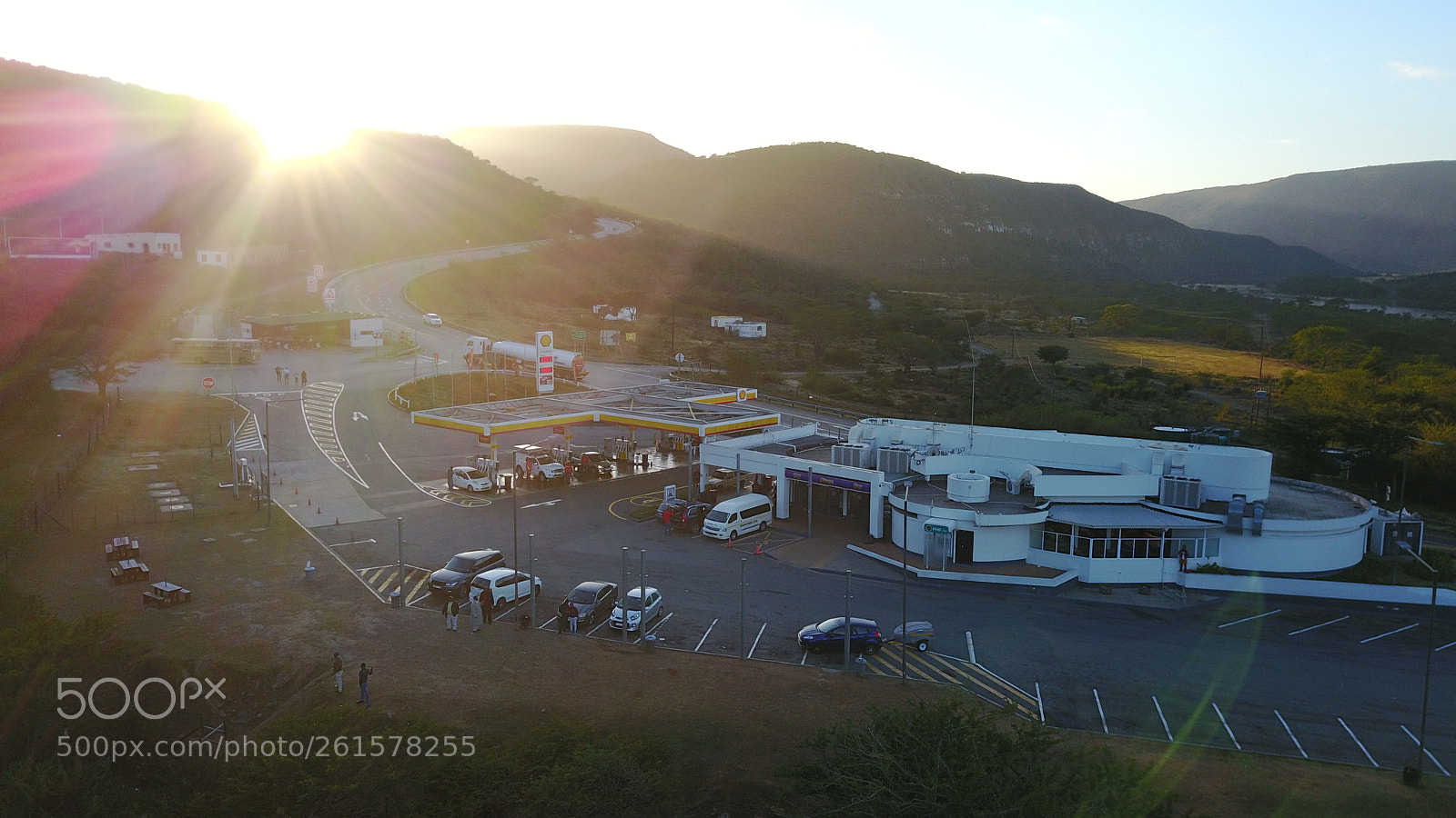DJI FC220 sample photo. Shell garage kei bridge photography