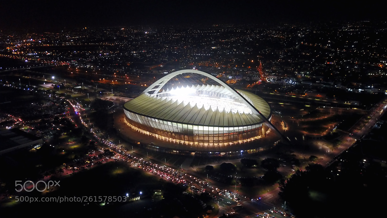 DJI FC220 sample photo. Moses mabhida at night photography