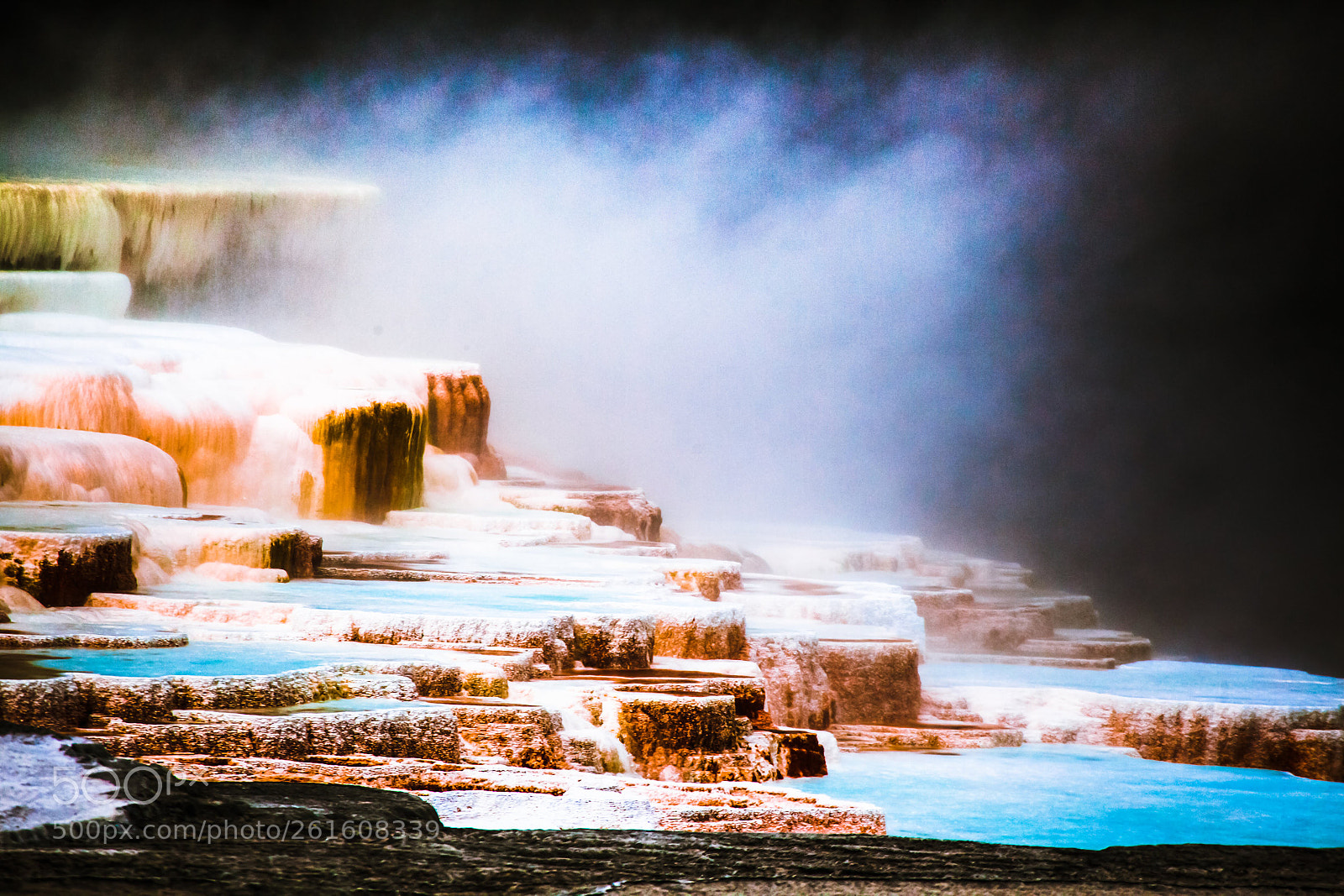 Canon EOS 5D Mark II sample photo. Mammoth hot springs, yellowstone photography