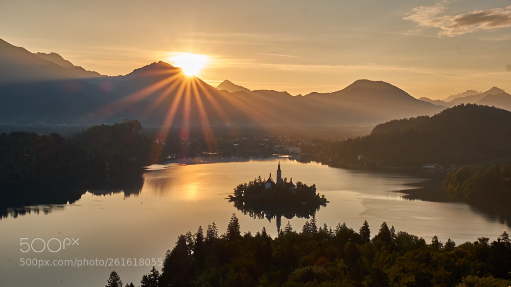 Fujifilm X-T2 sample photo. Sunrise at lake bled photography