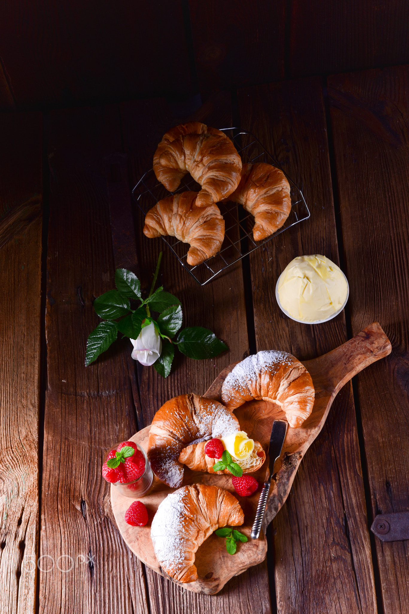 a fresh and tasty original french buttercroissants