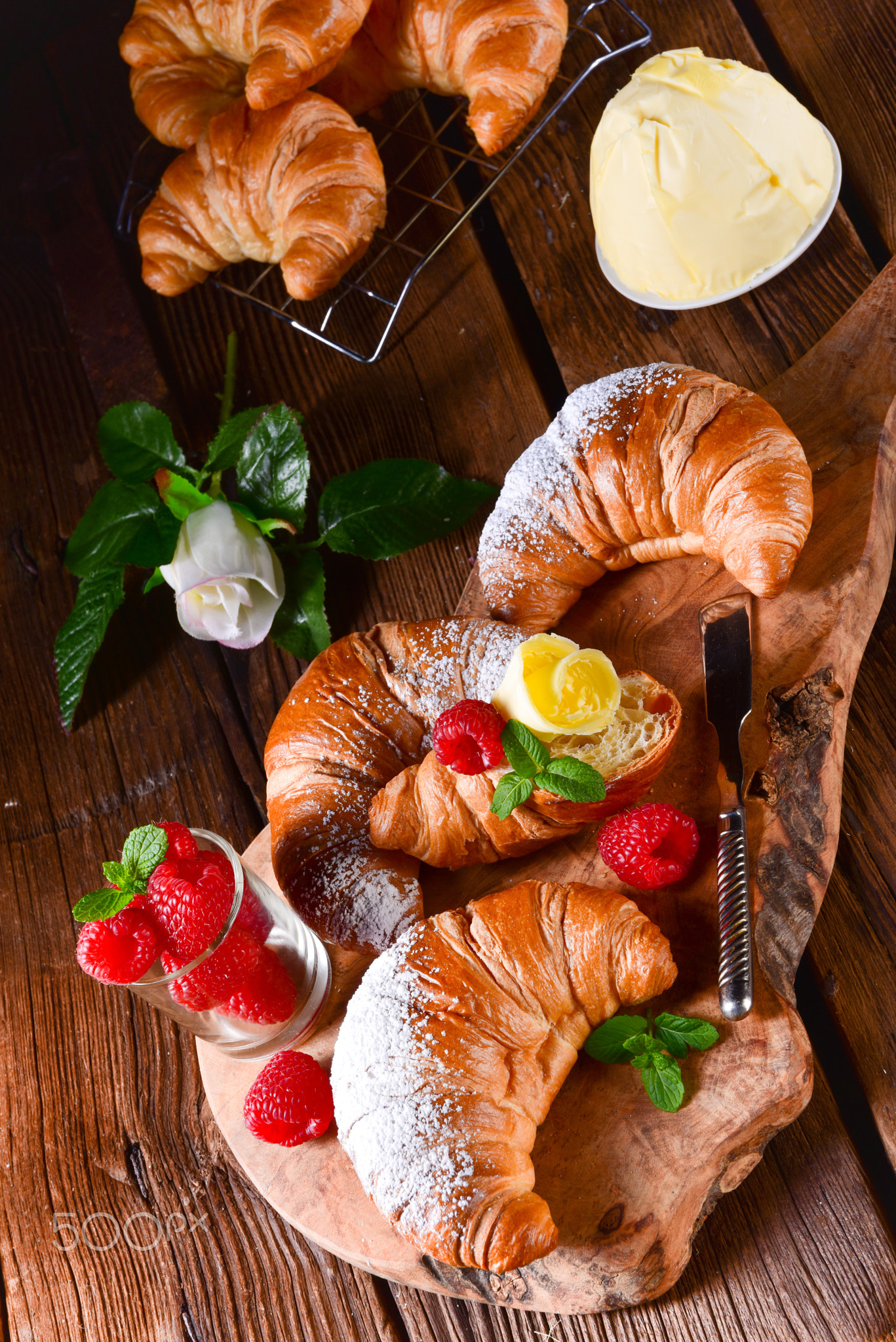 a fresh and tasty original french buttercroissants