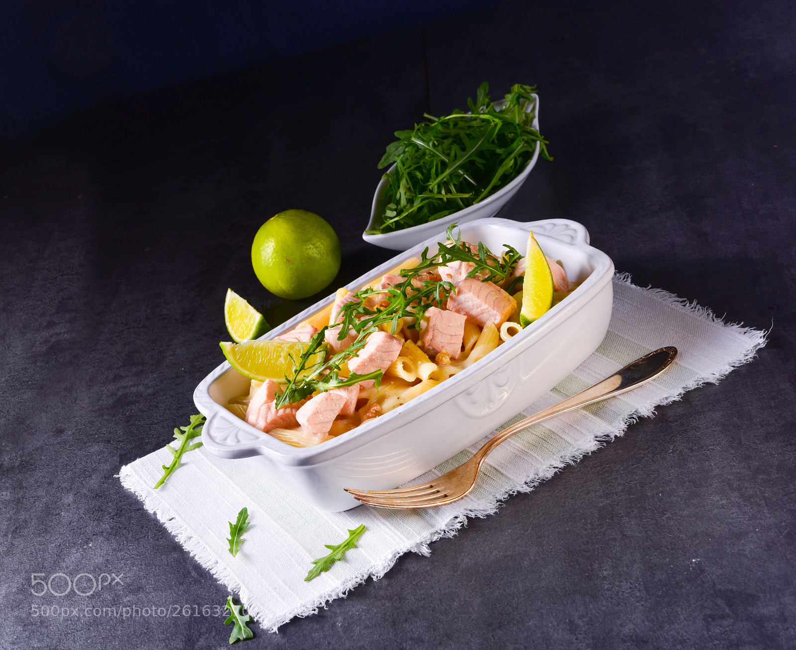 Nikon D810 sample photo. Salmon with penne noodle photography