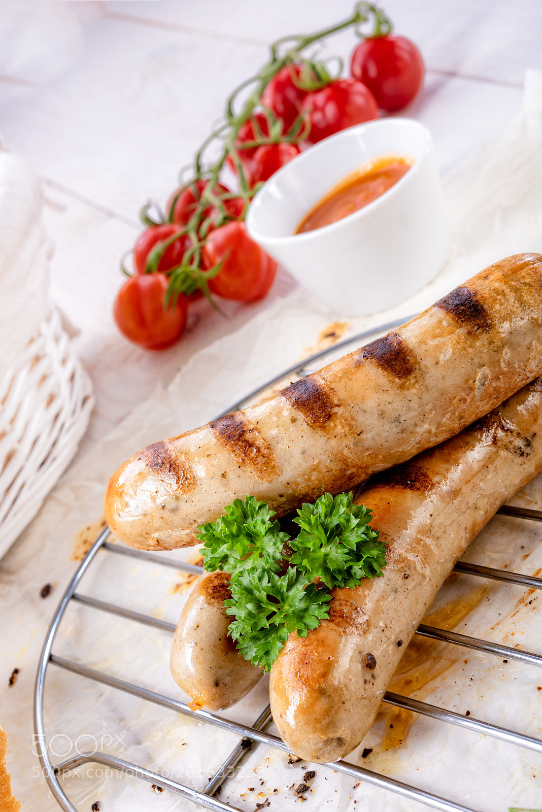 Nikon D810 sample photo. Delicious bratwurst with ketchup photography