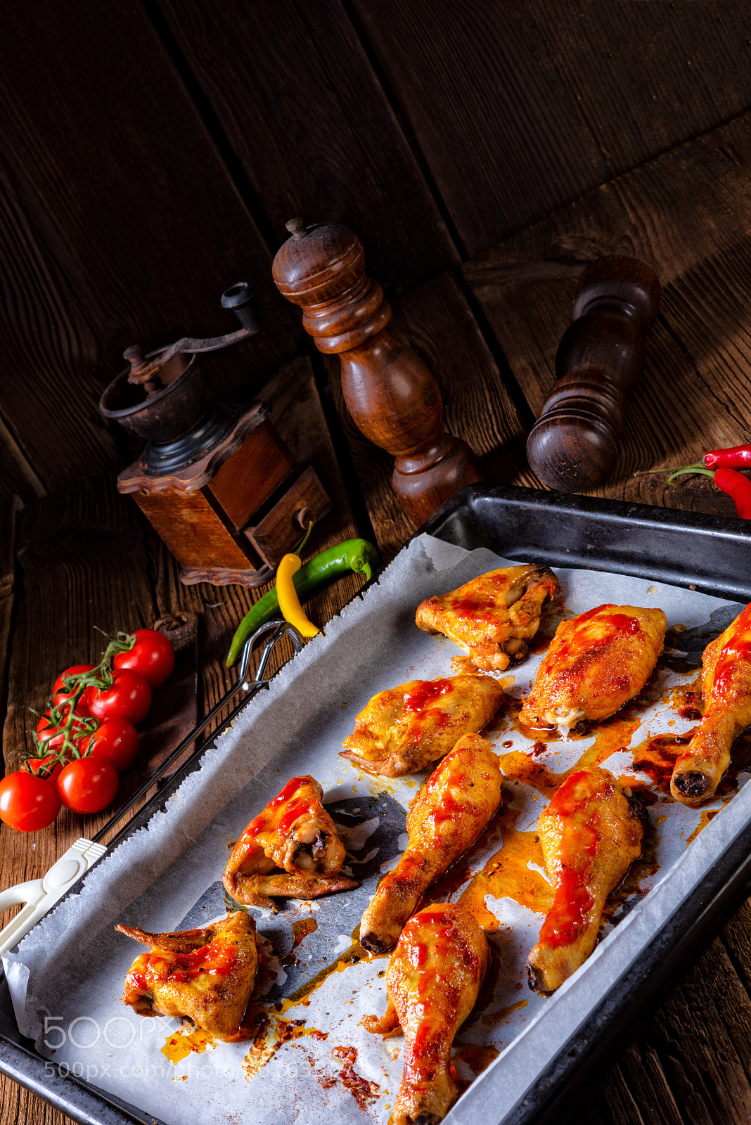 Nikon D810 sample photo. Rustic backed chicken wings,legs photography
