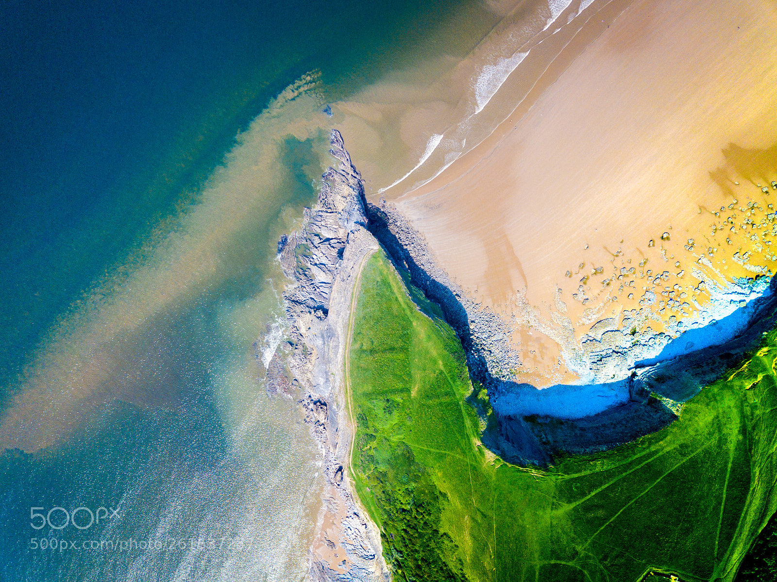 DJI FC220 sample photo. Waves at dunraven bay photography