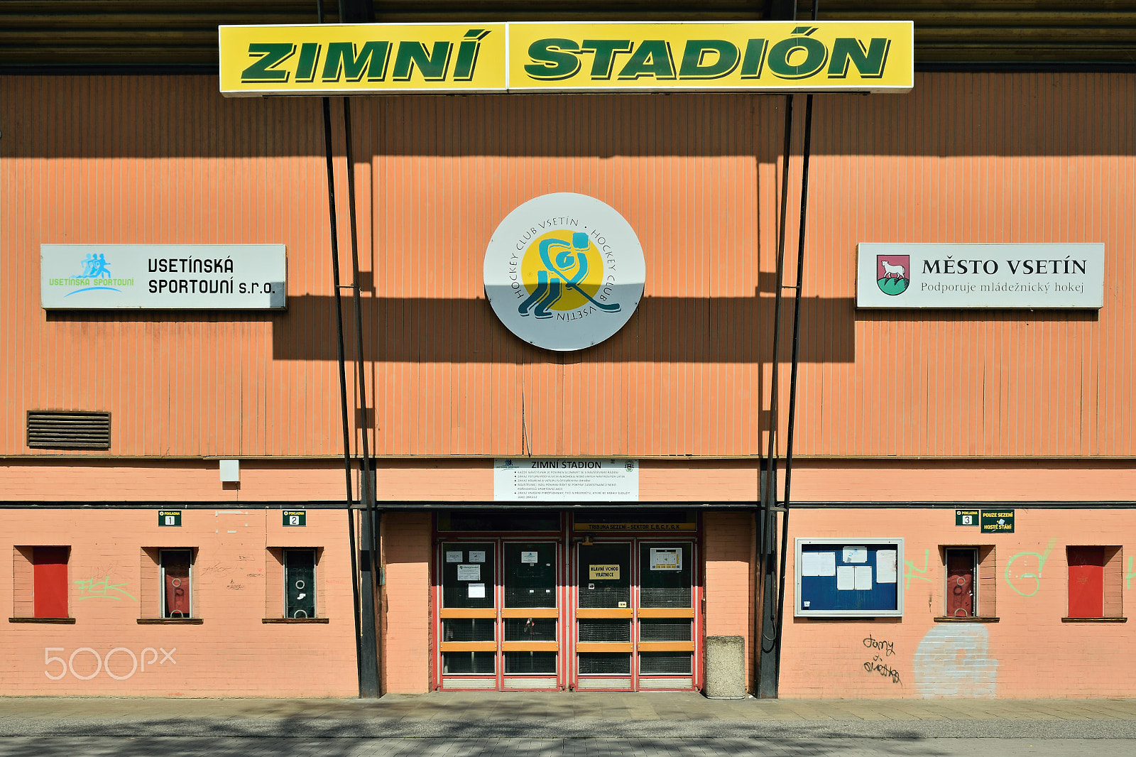 Nikon D5300 sample photo. Vsetin, czech republic - june 02, 2018: entrance into ice hockey stadium named na lapaci is after... photography