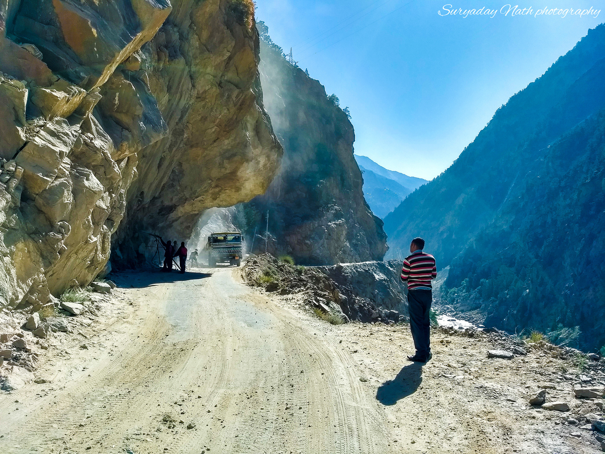 Motorola Moto G (5) Plus sample photo. No roads, we'll make one. road blasting in himachal pradesh, india. photography