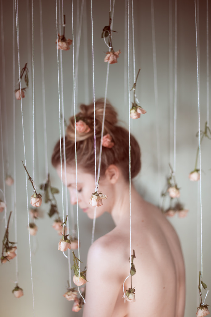 Self-portrait with hanging flowers by Germaine Persinger on 500px.com