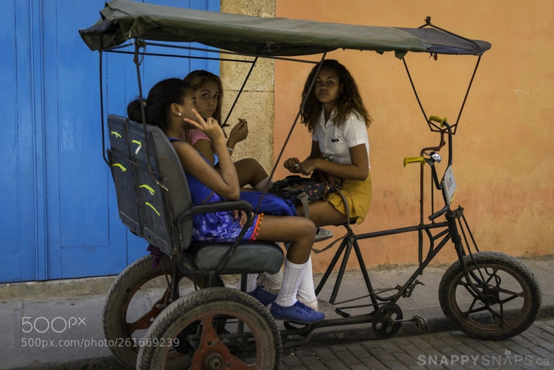 Nikon D800 sample photo. School girls on tricycle photography