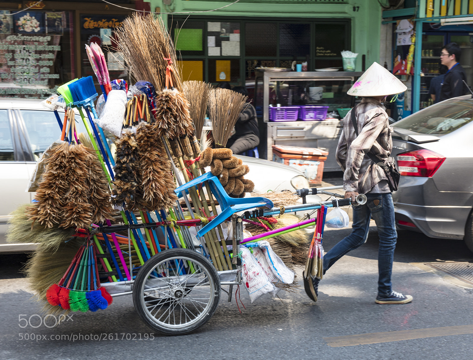 Canon EOS 5DS sample photo. Broom salesman bangkok thailand photography